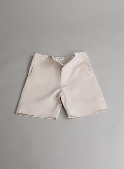 Short à Poches Crantées en Toile Denim Ecrue