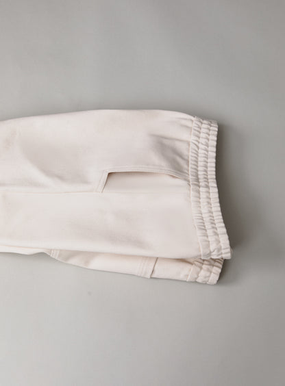 Short à Poches Crantées en Toile Denim Ecrue