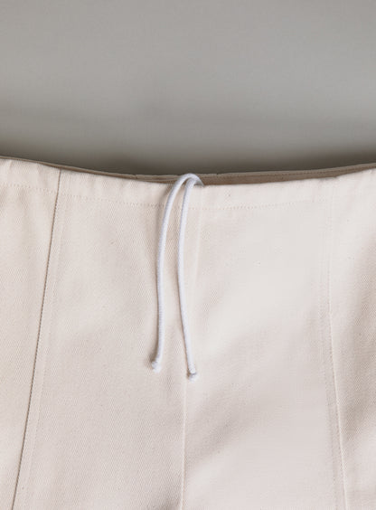 Pantalon Lignes en Toile Denim Ecrue