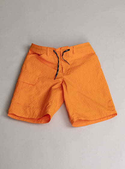 Short Running à Poche Cargo en Tissu Technique Gaufré Orange
