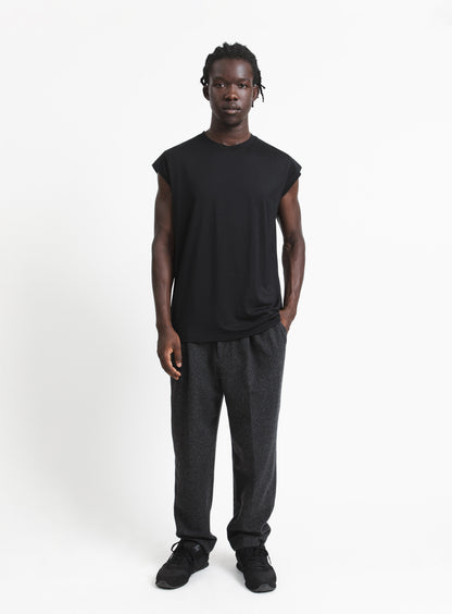 T-Shirt Sans Manches en Eucalyptus & Coton Noir