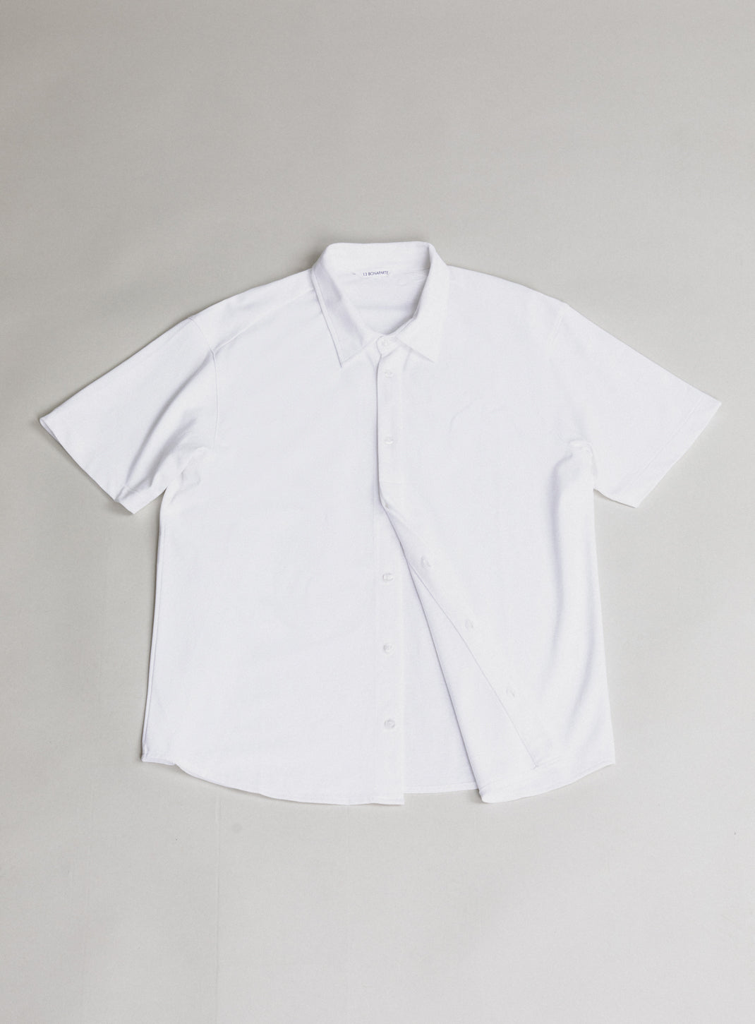 Chemisette à Patte Polo en Piqué de Coton Blanc