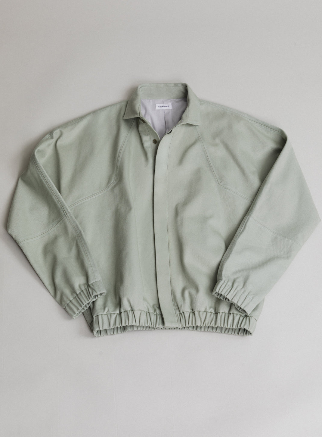 Bomber à Col Italien en Toile Denim Menthe