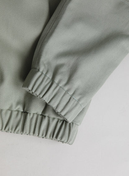 Bomber à Col Italien en Toile Denim Menthe