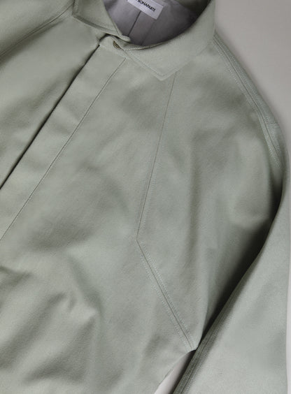 Bomber à Col Italien en Toile Denim Menthe