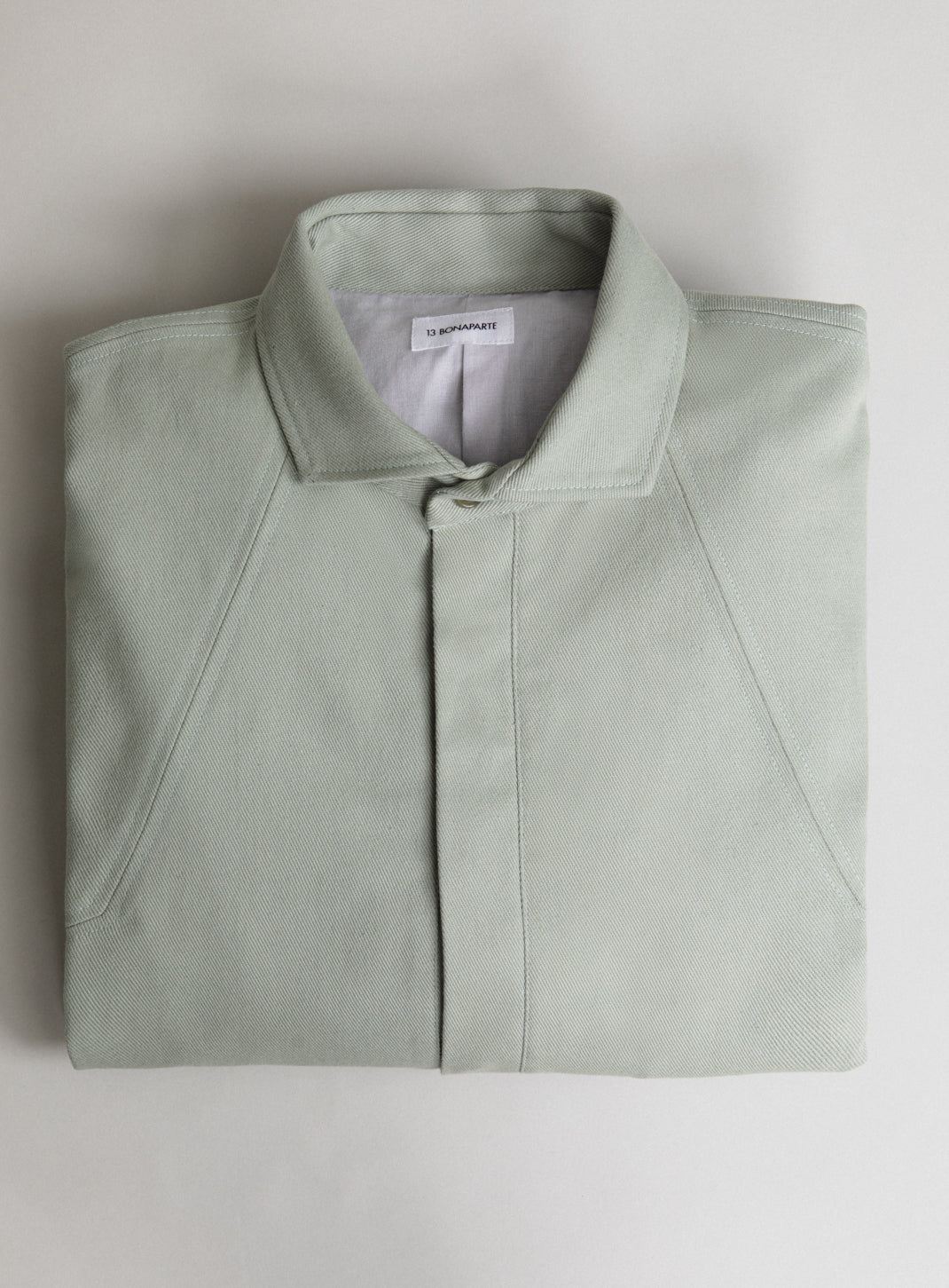 Bomber à Col Italien en Toile Denim Menthe