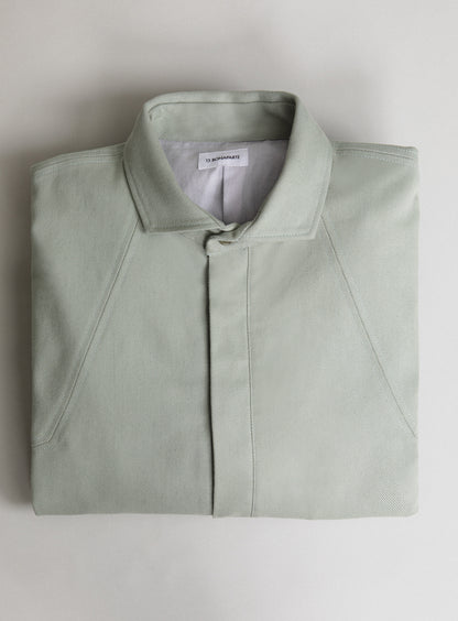 Bomber à Col Italien en Toile Denim Menthe