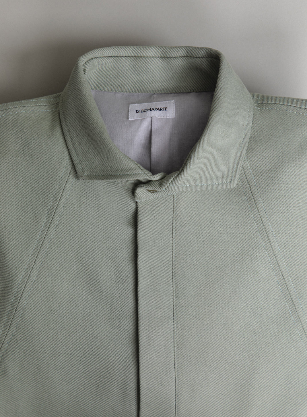 Bomber à Col Italien en Toile Denim Menthe