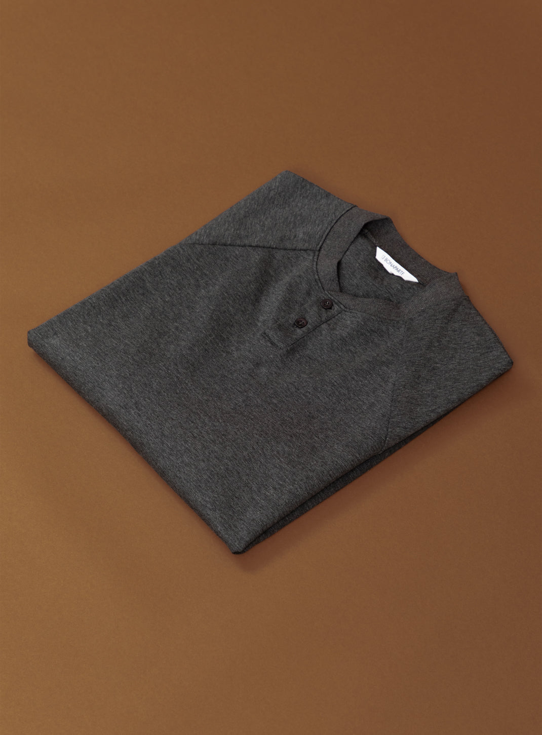 Polo à Col Bord-Côte et Manches Longues en Maille Technique Gris Anthracite Chiné