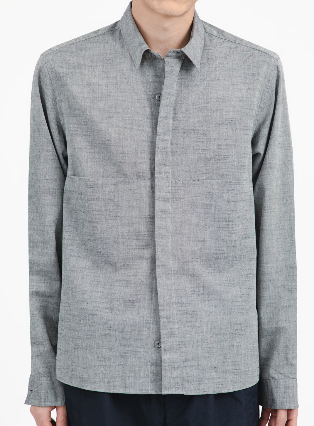 Chemise à Découpes en Voile de Coton Gris Chiné