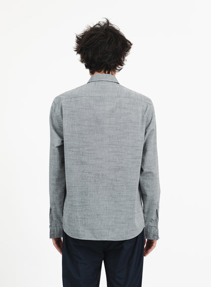 Chemise à Découpes en Voile de Coton Gris Chiné