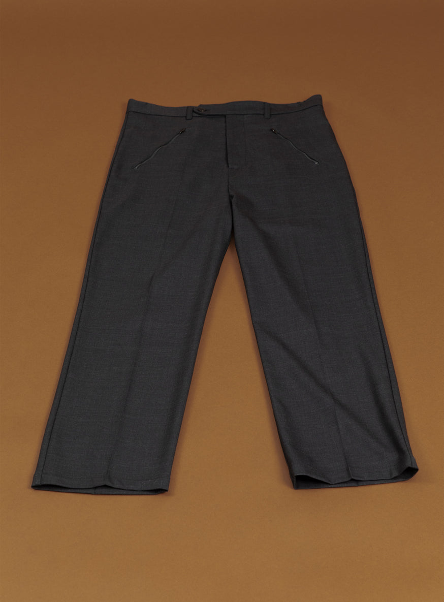 Pantalon à Poches Zippées en Laine Froide Gris Anthracite