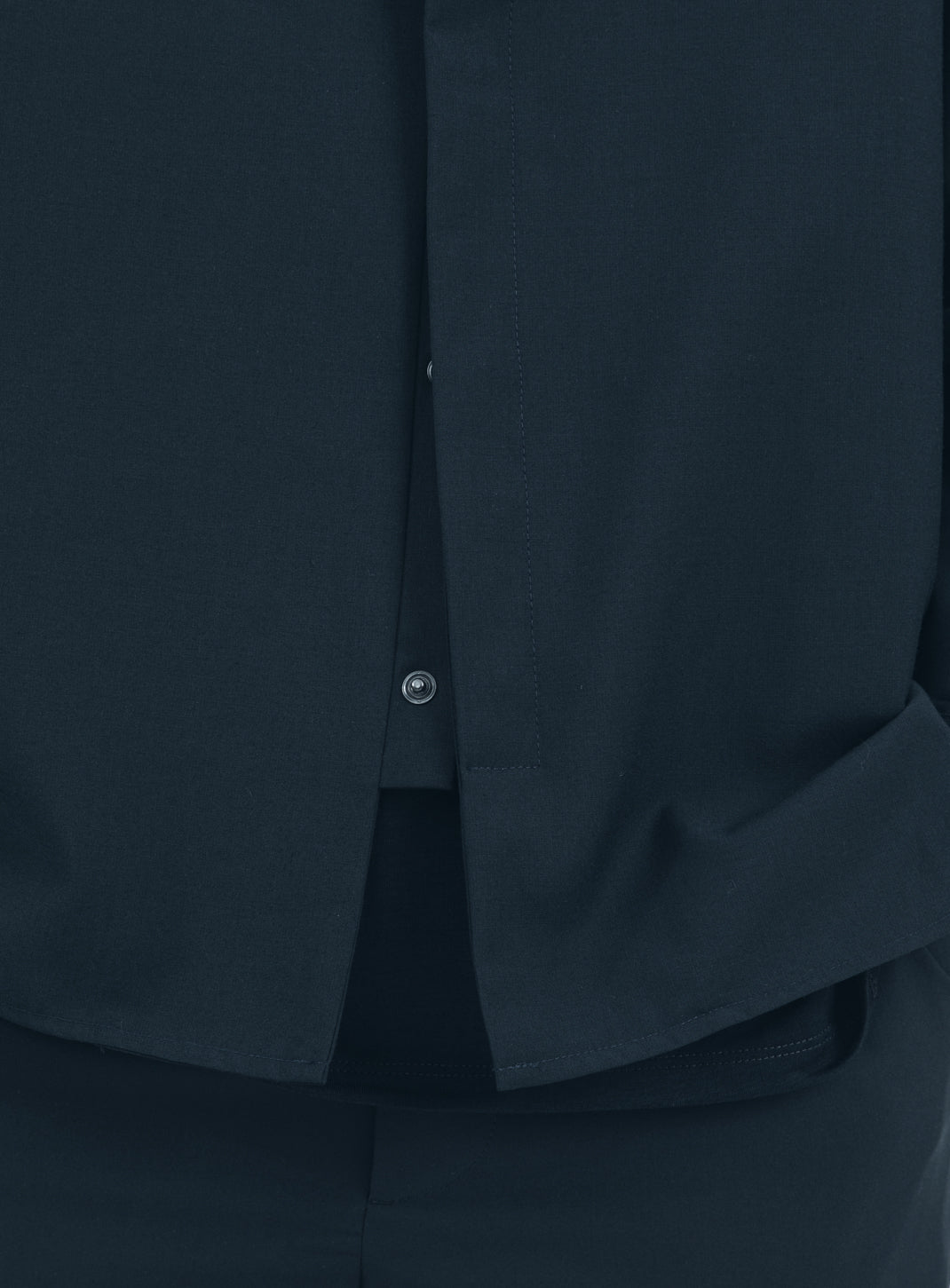 Surchemise à Col Bomber en Fil à Fil Bleu Marine