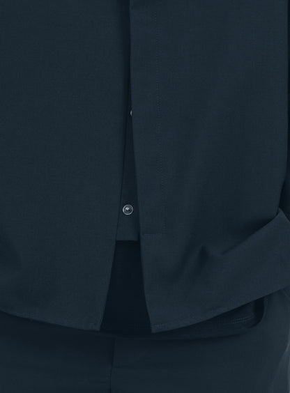 Surchemise à Col Bomber en Fil à Fil Bleu Marine