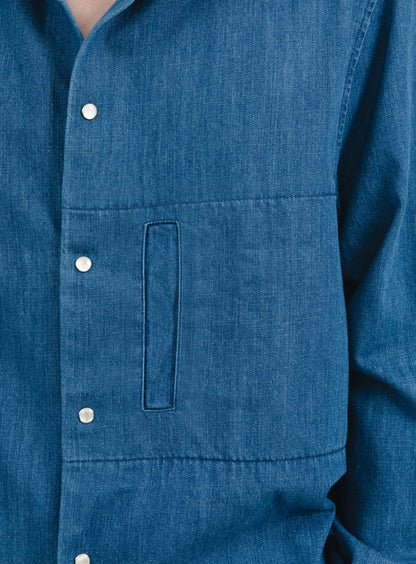Surchemise à Poche Fenêtre en Denim Stone