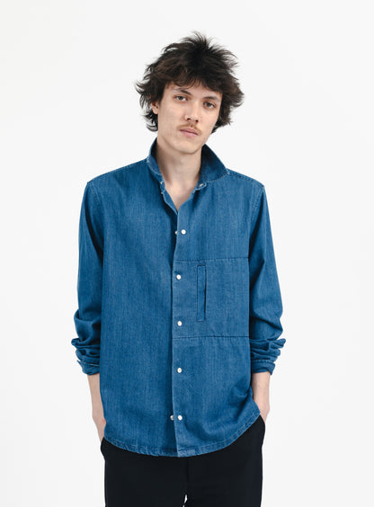 Surchemise à Poche Fenêtre en Denim Stone