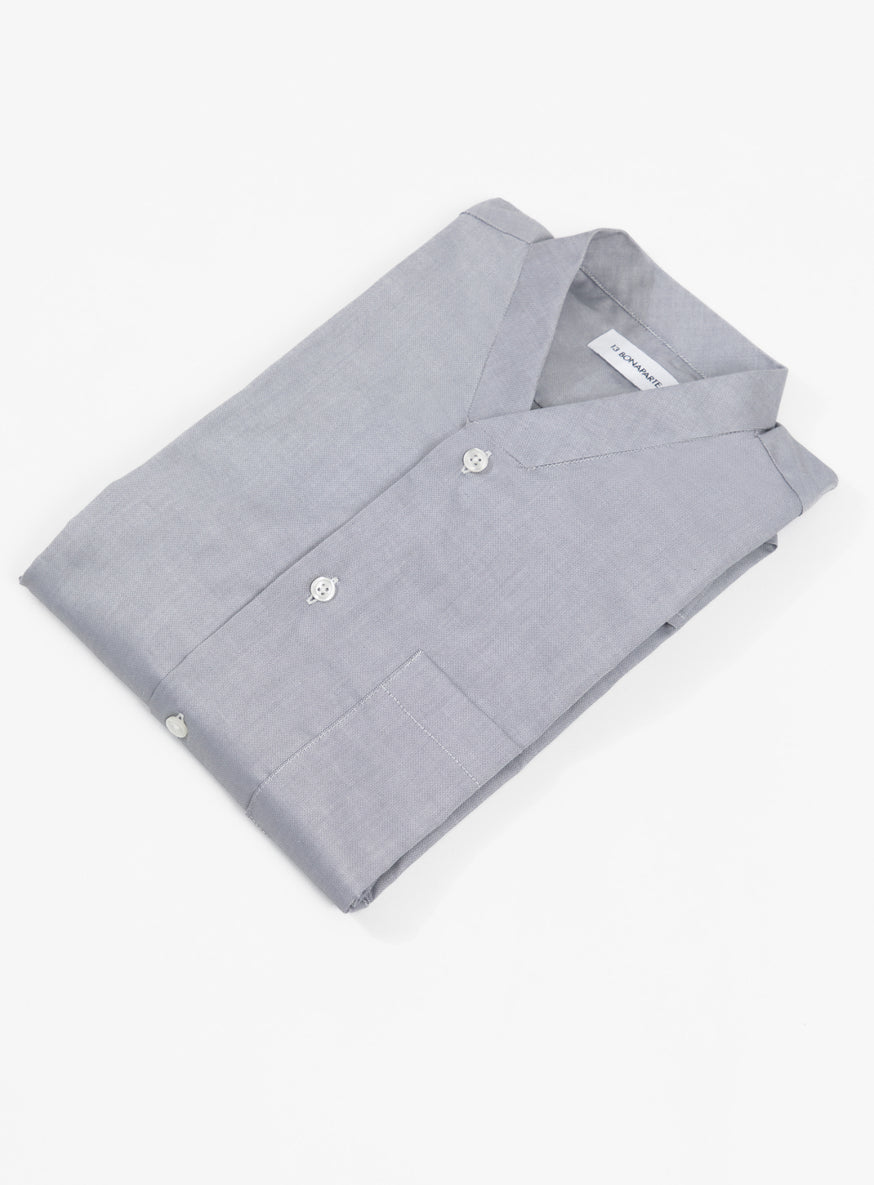 Chemise à Faux Col en Oxford Gris Perle