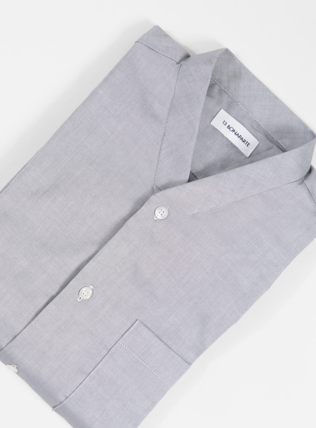 Chemise à Faux Col en Oxford Gris Perle