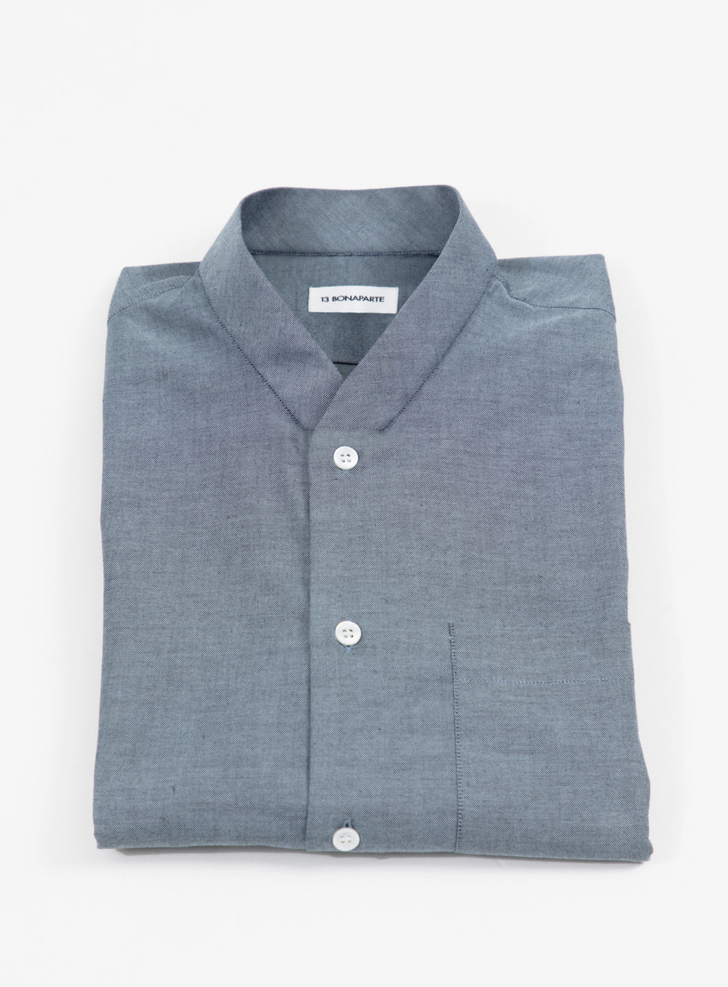 Chemise à Faux Col Bord-Côte en Oxford Bleu Jean