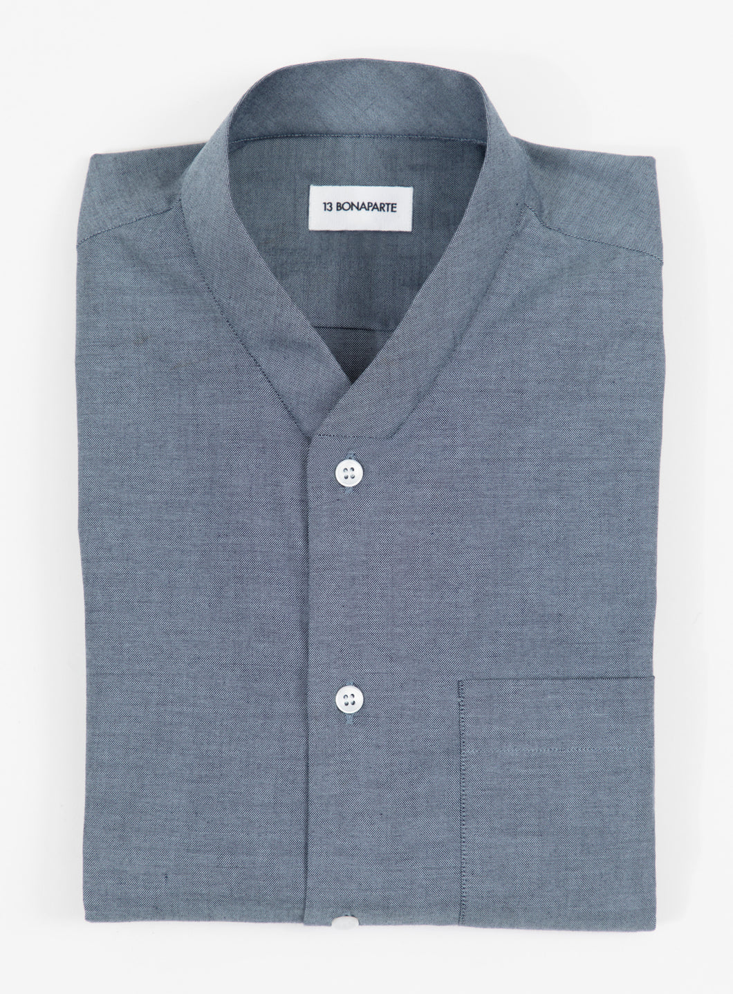 Chemise à Faux Col Bord-Côte en Oxford Bleu Jean