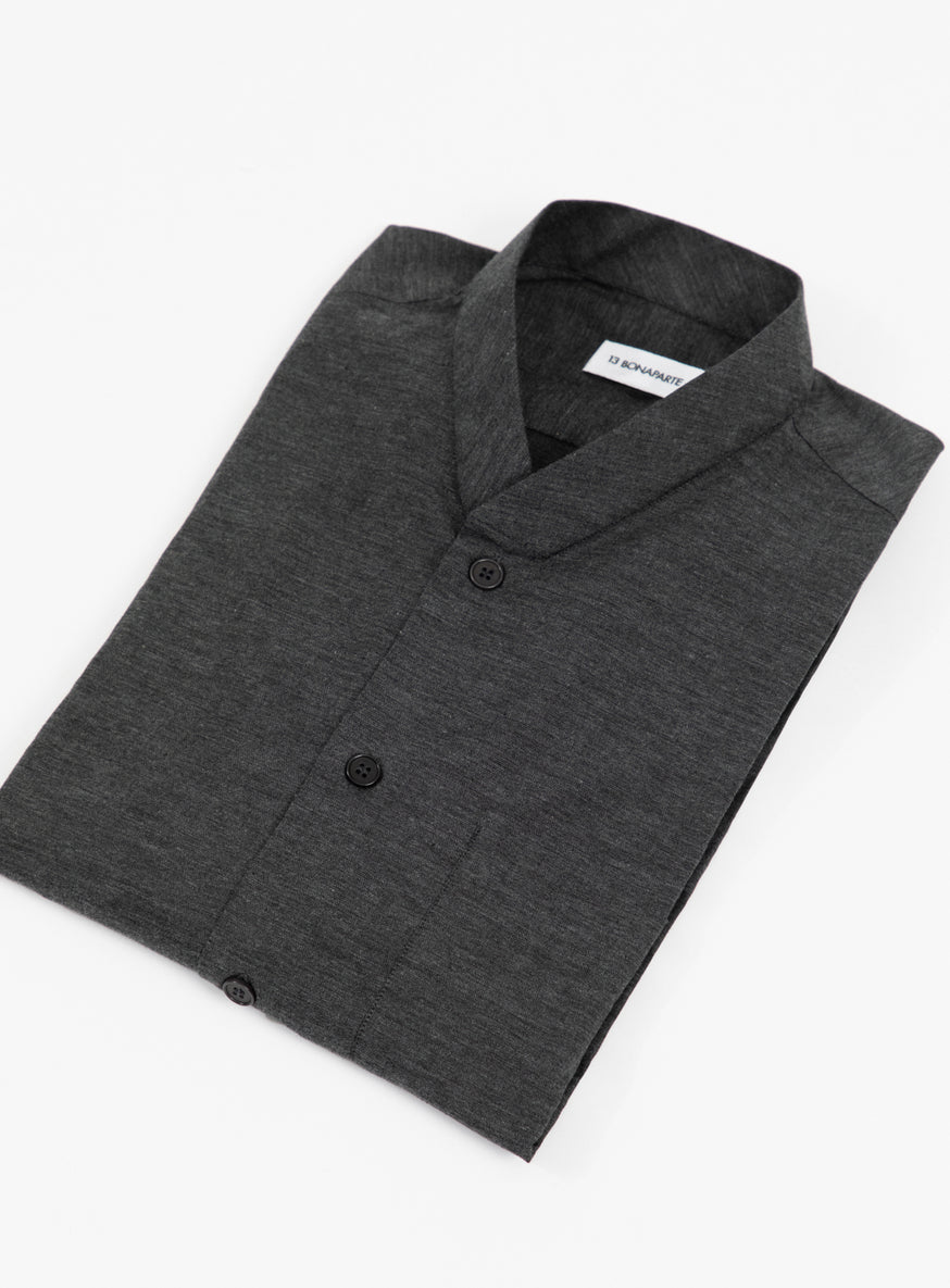 Chemise à Faux Col Bord-Côte en Oxford Gris Anthracite