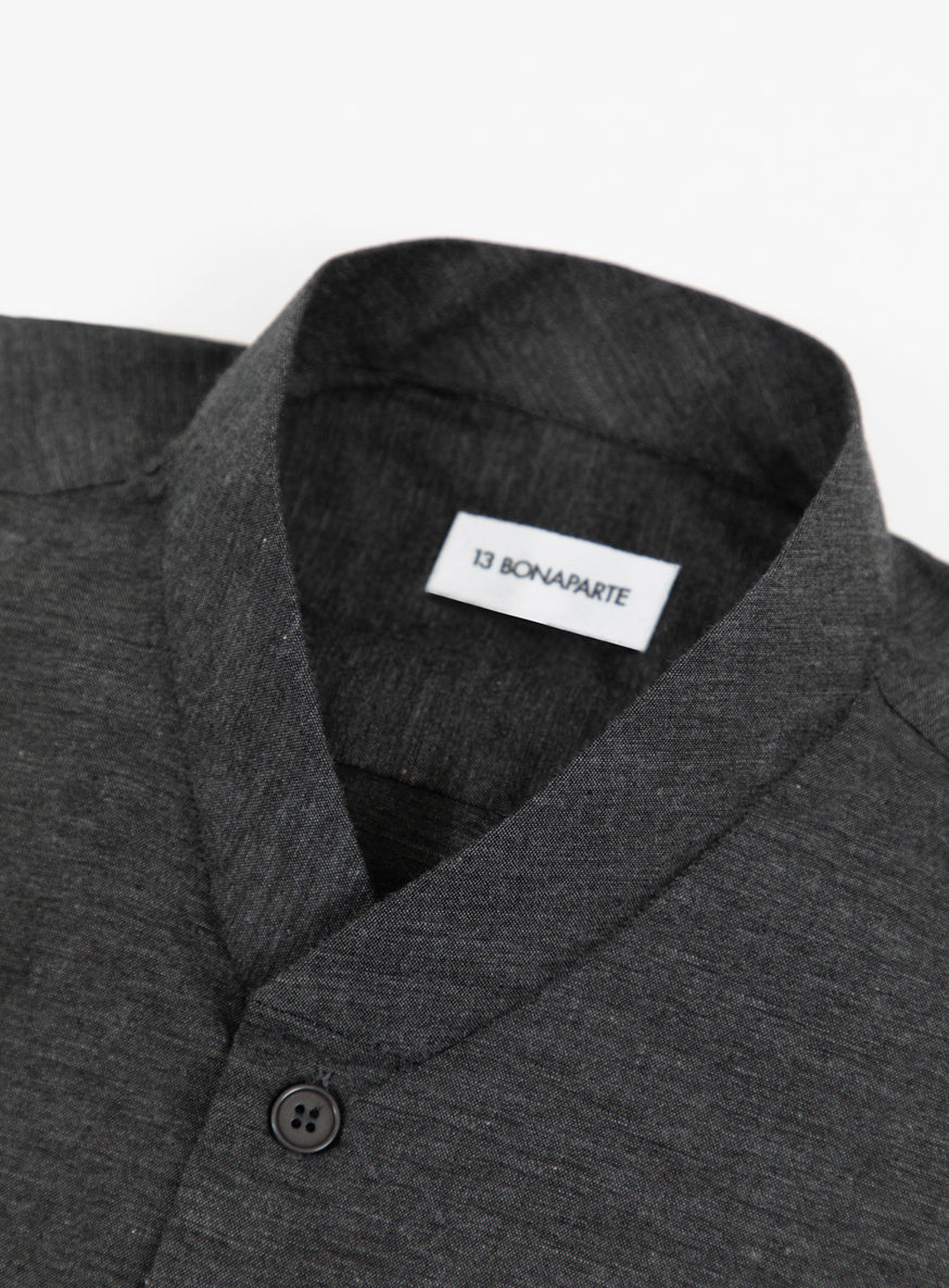 Chemise à Faux Col Bord-Côte en Oxford Gris Anthracite