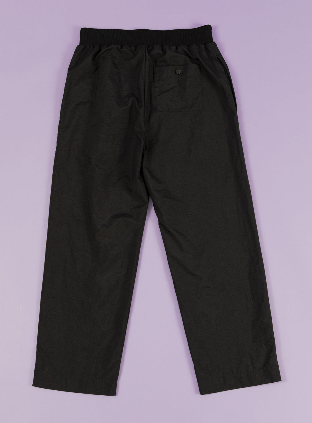 Pantalon Baggy à Ceinture Bord-Côte en Tactel Noir