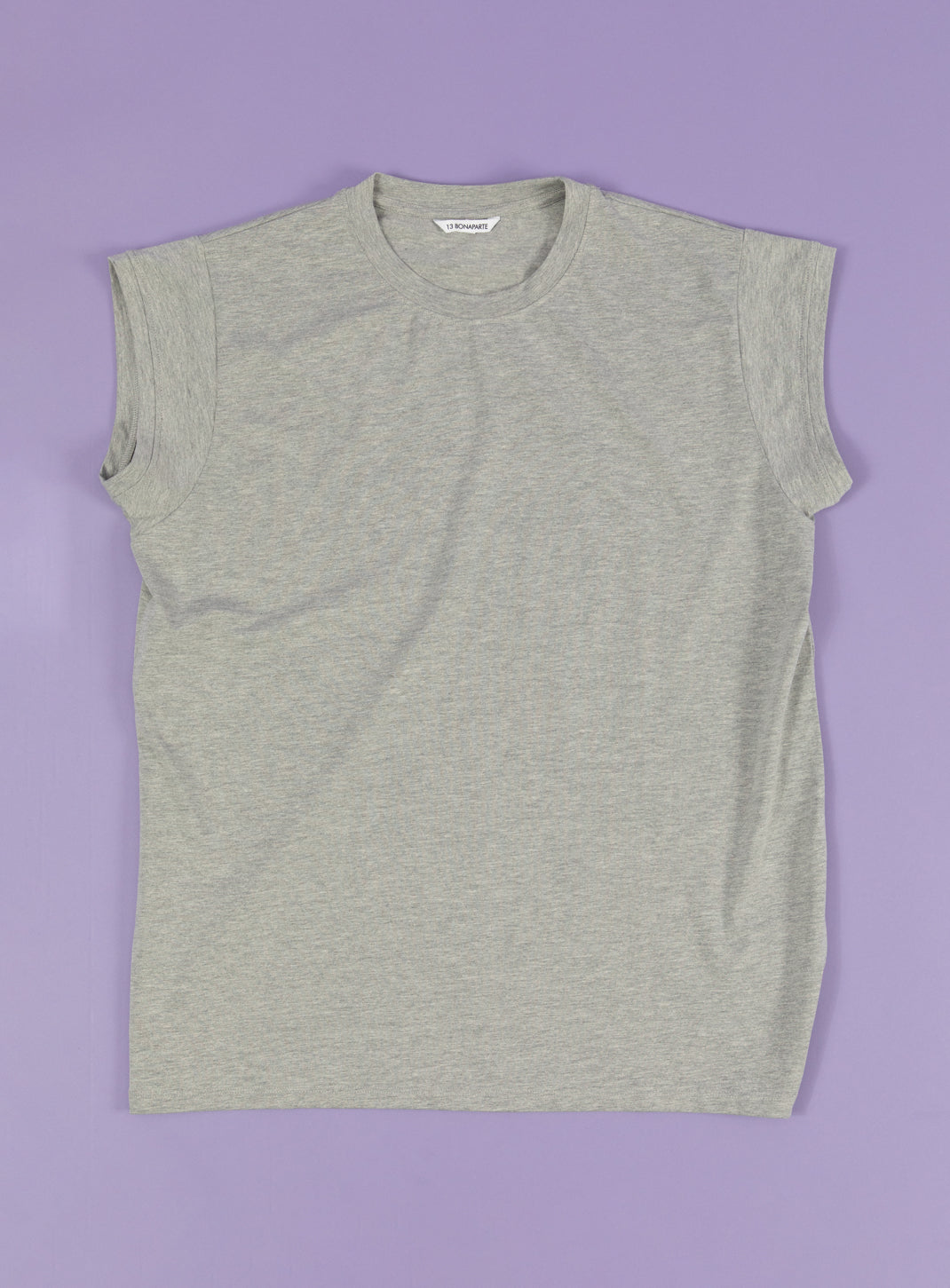 T-Shirt Sans Manches en Coton & Elasthanne Gris Chiné