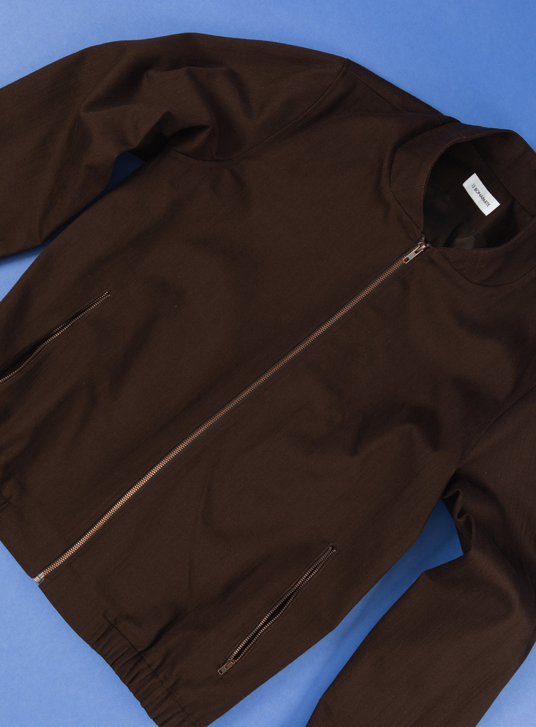 Blouson à Col Murano en Denim Tressé Chocolat