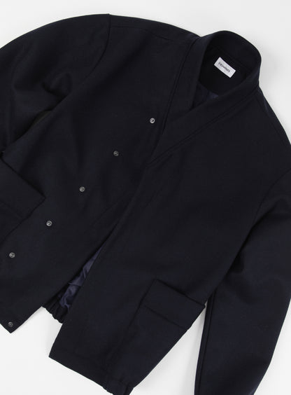 Bomber Kimono en Drap de Laine Bleu Marine