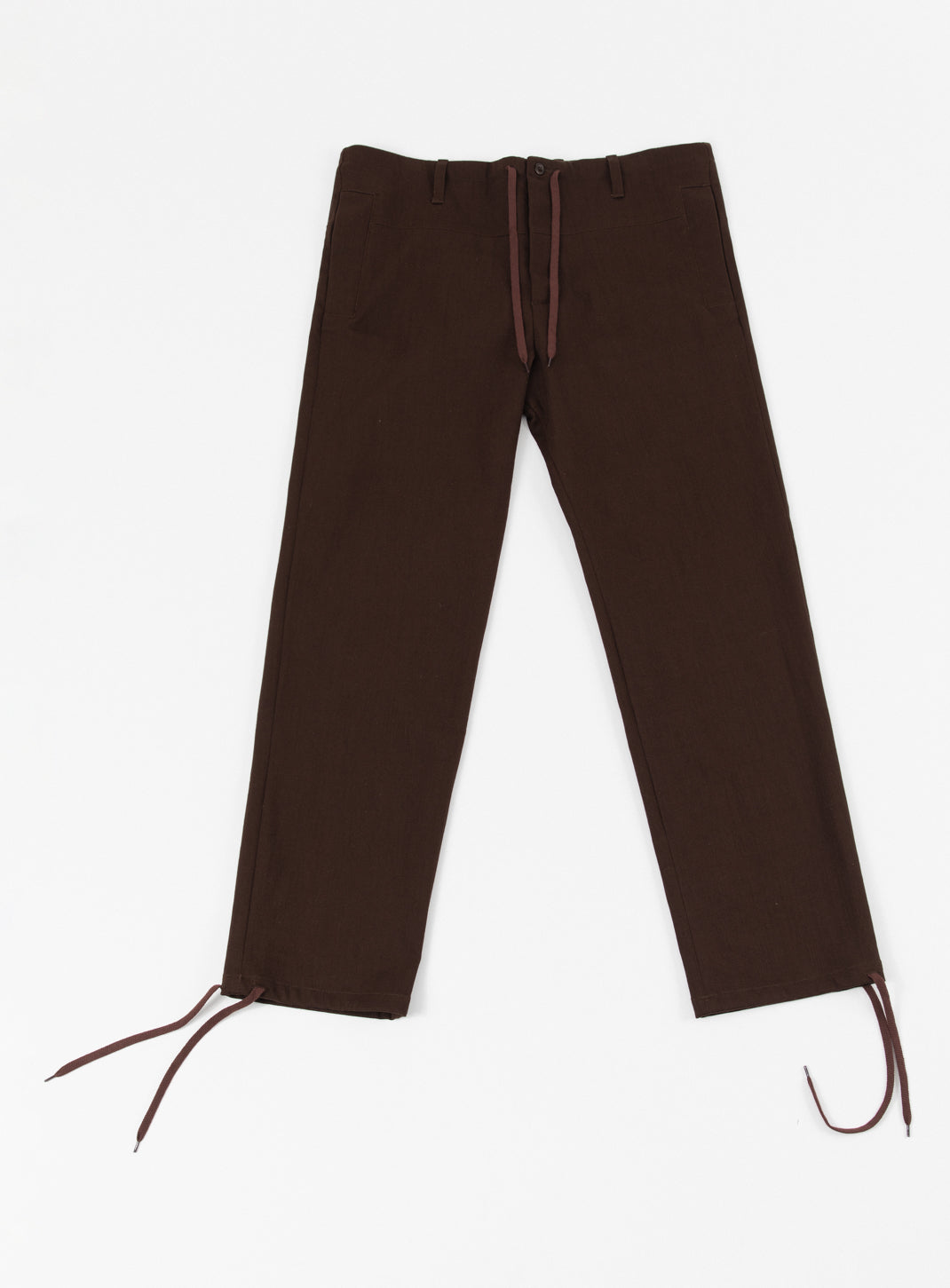 Pantalon de Combat à Lacets en Denim Tressé Chocolat