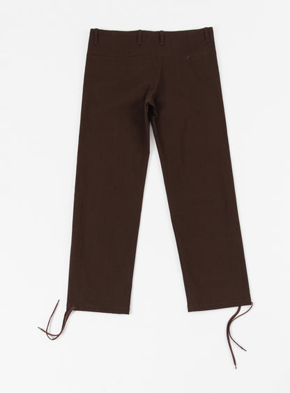 Pantalon de Combat à Lacets en Denim Tressé Chocolat