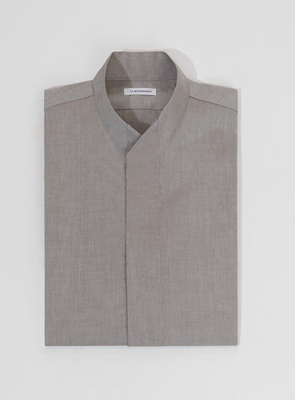Chemise à col origami en tissu Oxford gris-beige