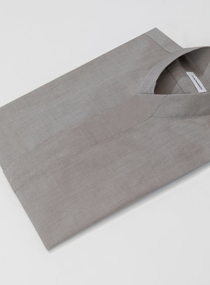 Chemise à col origami en tissu Oxford gris-beige