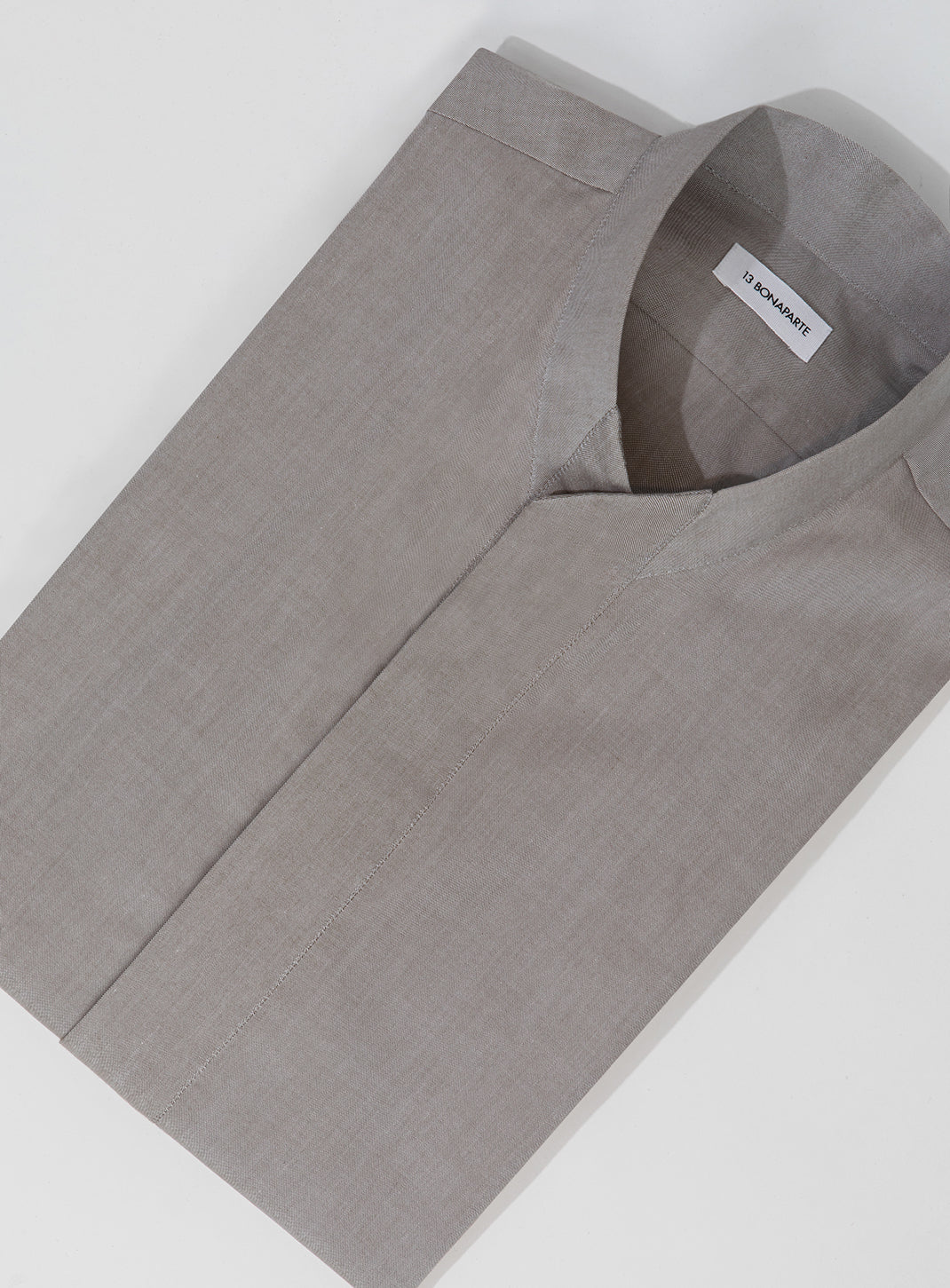 Chemise à col origami en tissu Oxford gris-beige