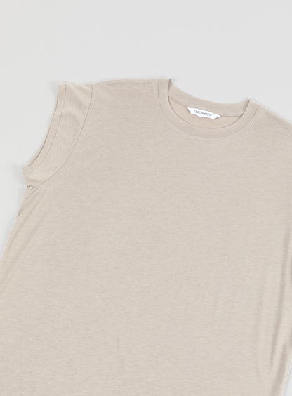 T-Shirt Sans Manches en Eucalyptus & Coton Sable