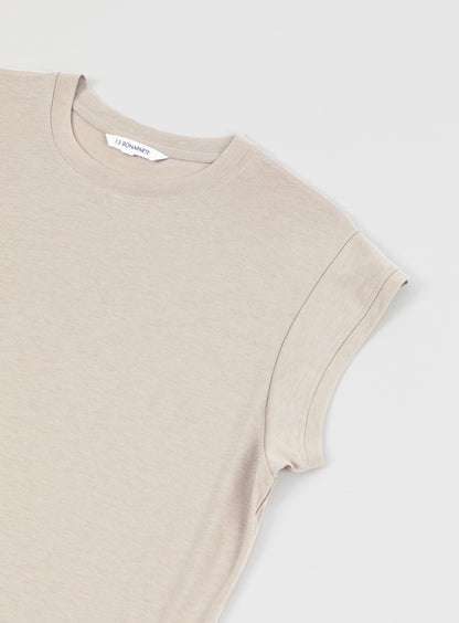 T-Shirt Sans Manches en Eucalyptus & Coton Sable