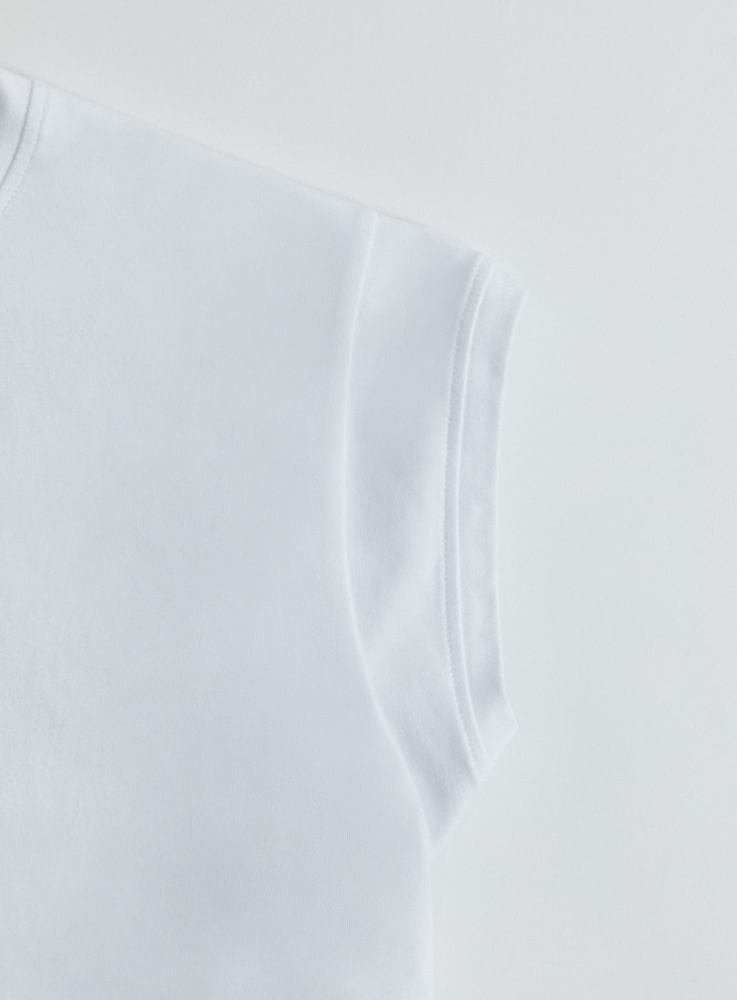 T-Shirt Sans Manches en Coton & Elasthanne Blanc