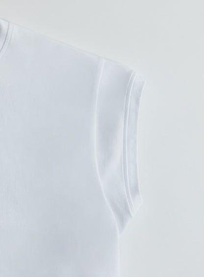 T-Shirt Sans Manches en Coton & Elasthanne Blanc