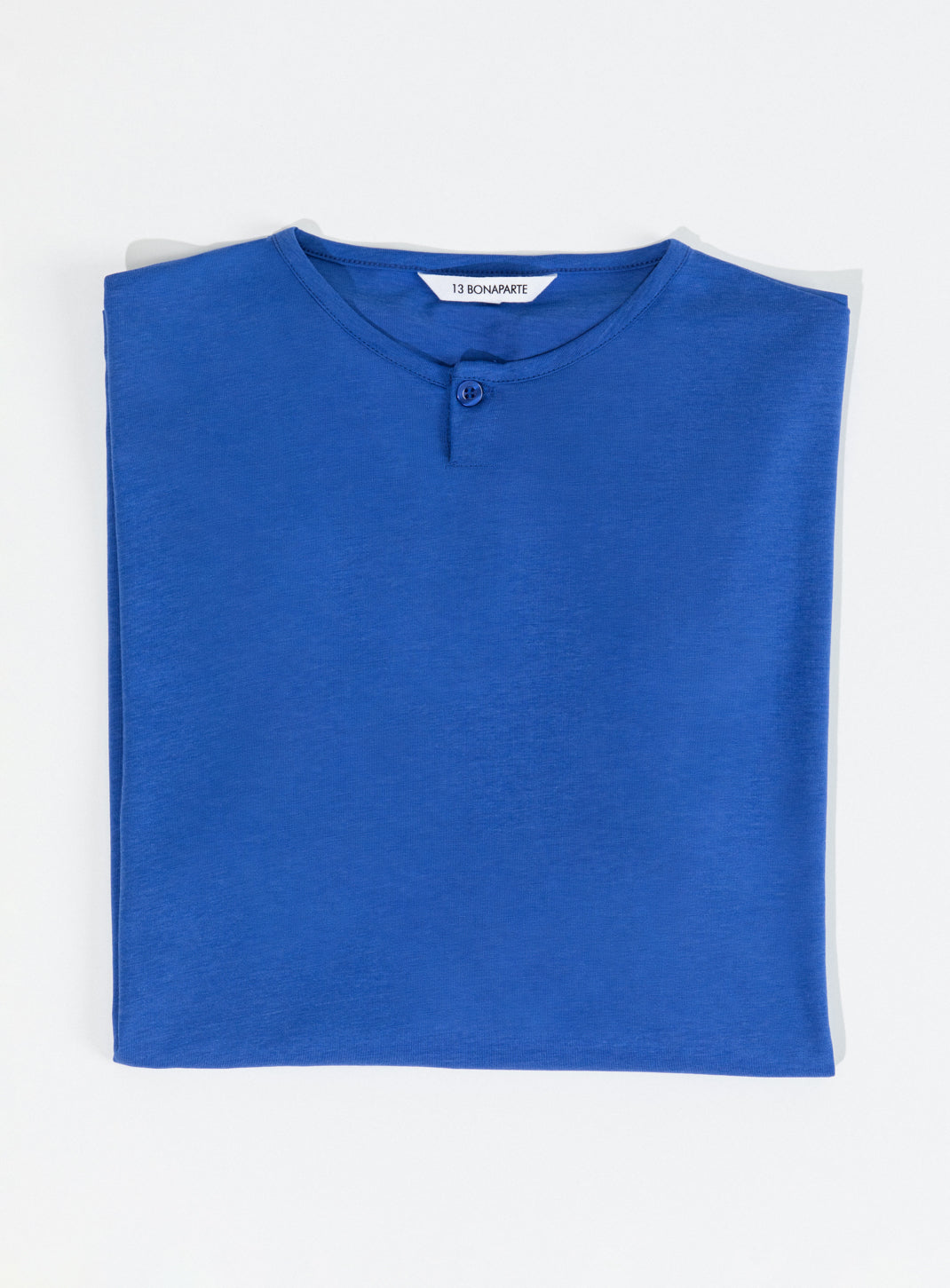 T-Shirt 1 Bouton en Eucalyptus & Coton Bleu Roi