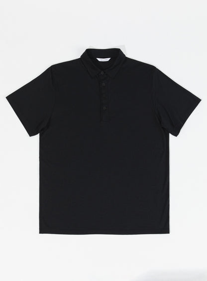 Polo à Patte Plissée avec Manches Courtes en Eucalyptus & Coton Noir