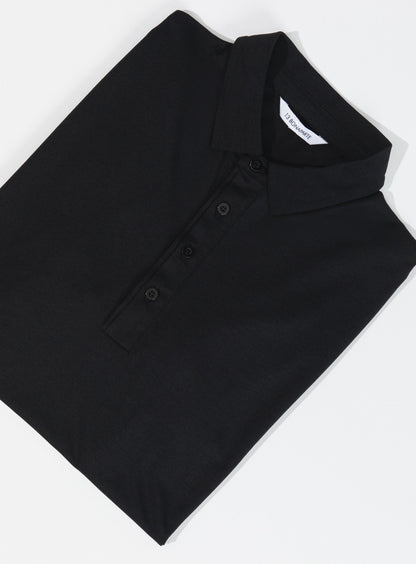 Polo à Patte Plissée avec Manches Courtes en Eucalyptus & Coton Noir