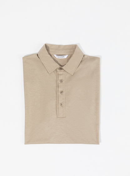 Polo à Patte Plissée avec Manches Courtes en Eucalyptus & Coton Sable