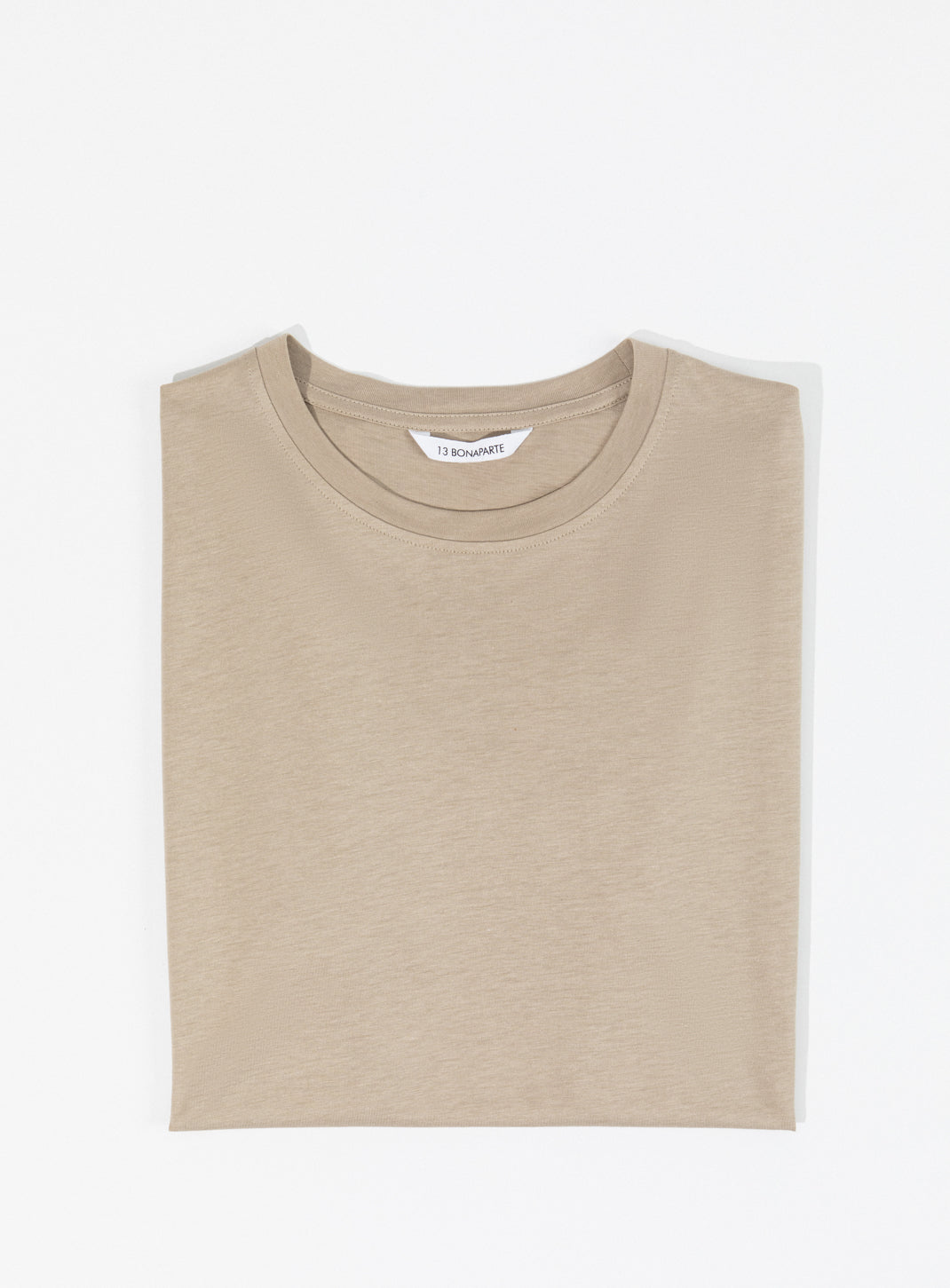T-Shirt à Manches Courtes en Eucalyptus & Coton Sable