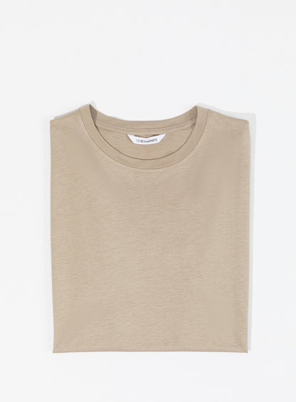 T-Shirt à Manches Courtes en Eucalyptus & Coton Sable