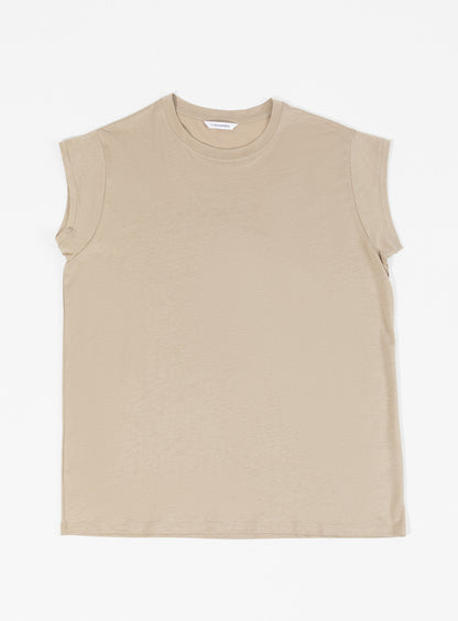 T-Shirt Sans Manches en Eucalyptus & Coton Sable