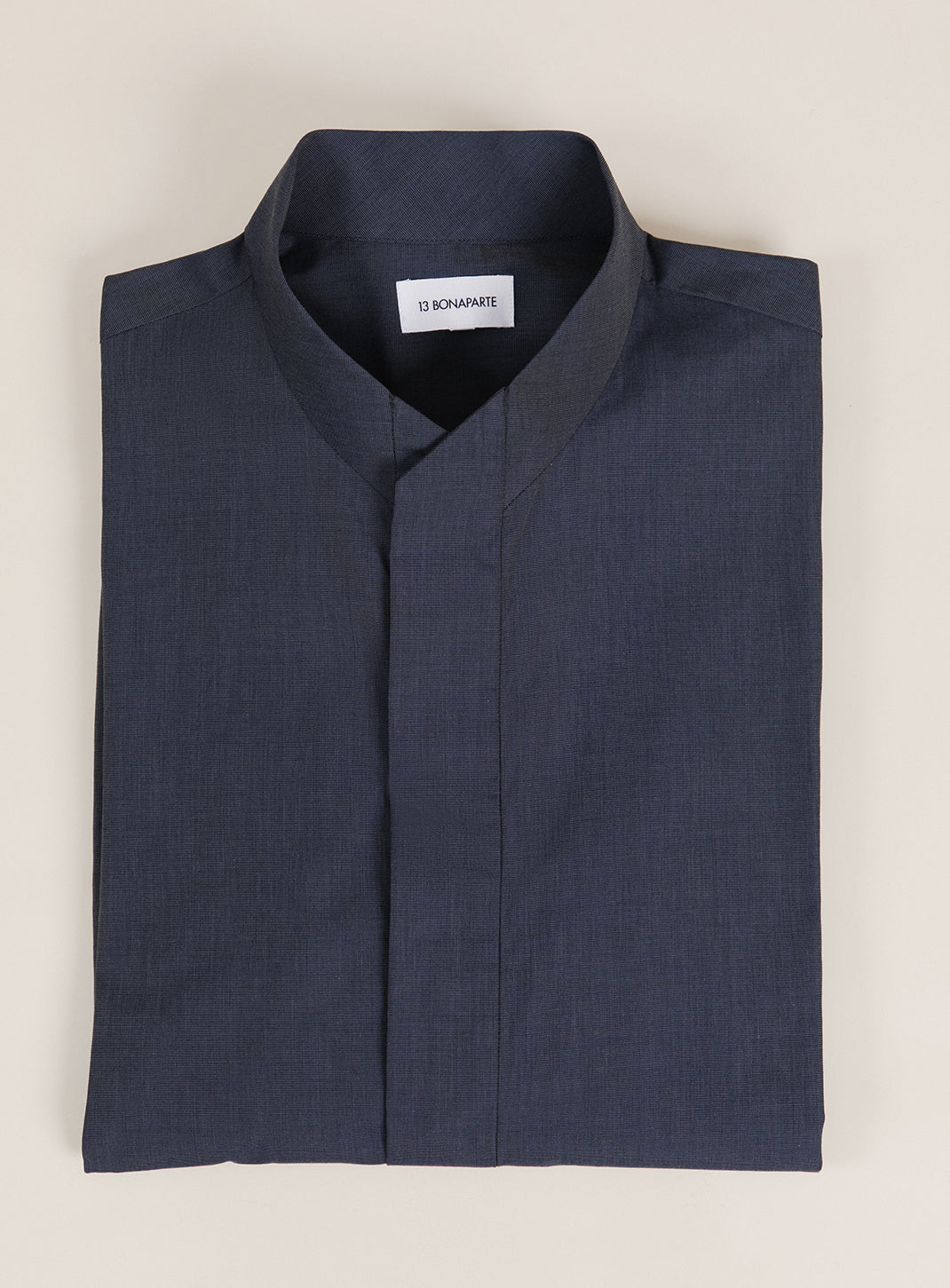 Chemise à Col Origami en Fil à Fil Ardoise