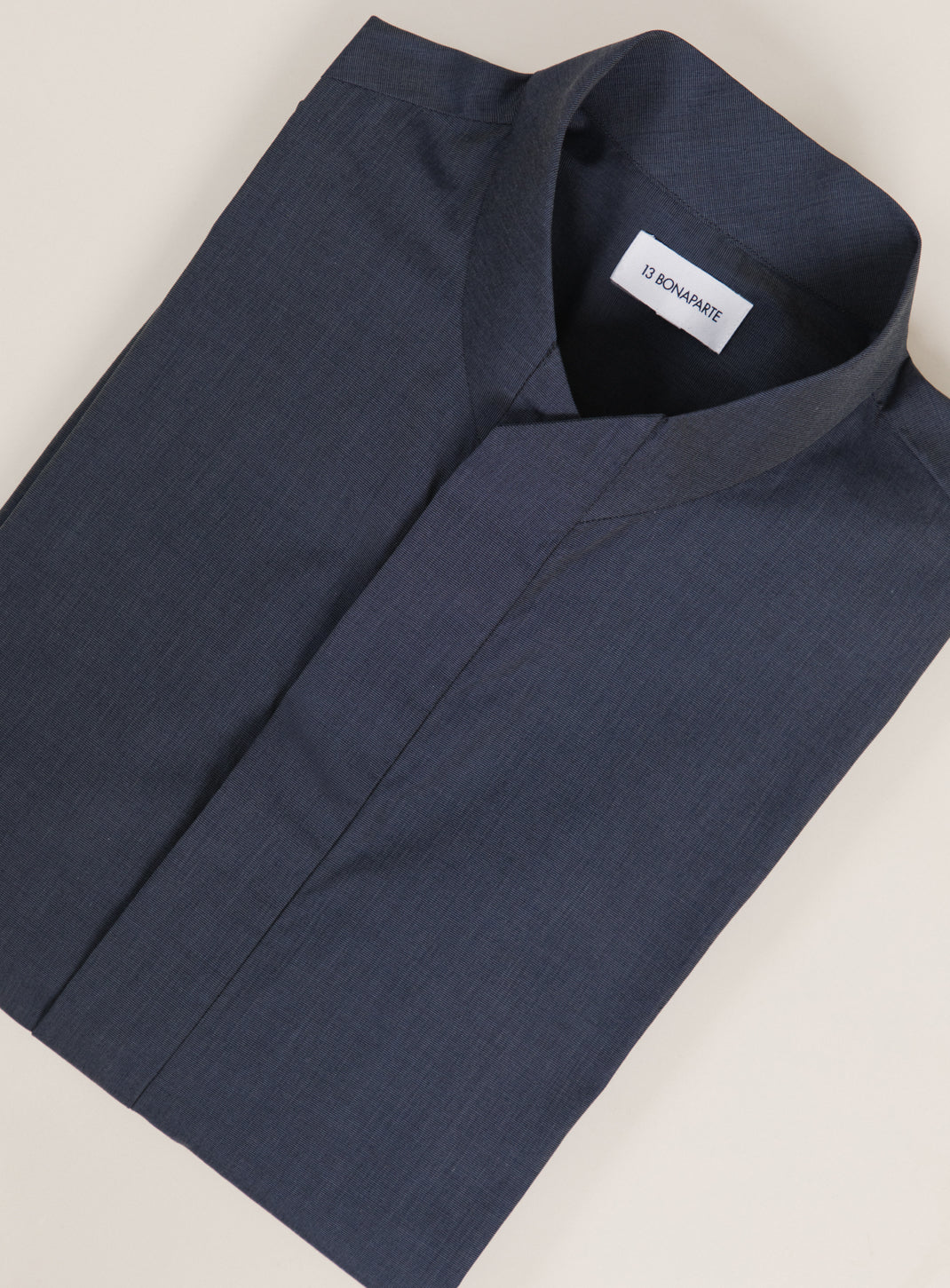 Chemise à Col Origami en Fil à Fil Ardoise