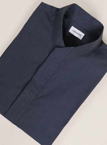 Chemise à Col Origami en Fil à Fil Ardoise