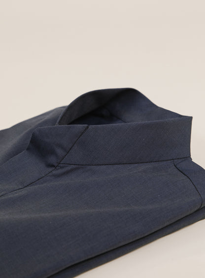 Chemise à Col Origami en Fil à Fil Ardoise